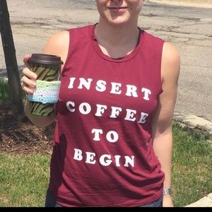 Burgundy Insert Coffee To Begin Muscle Tee